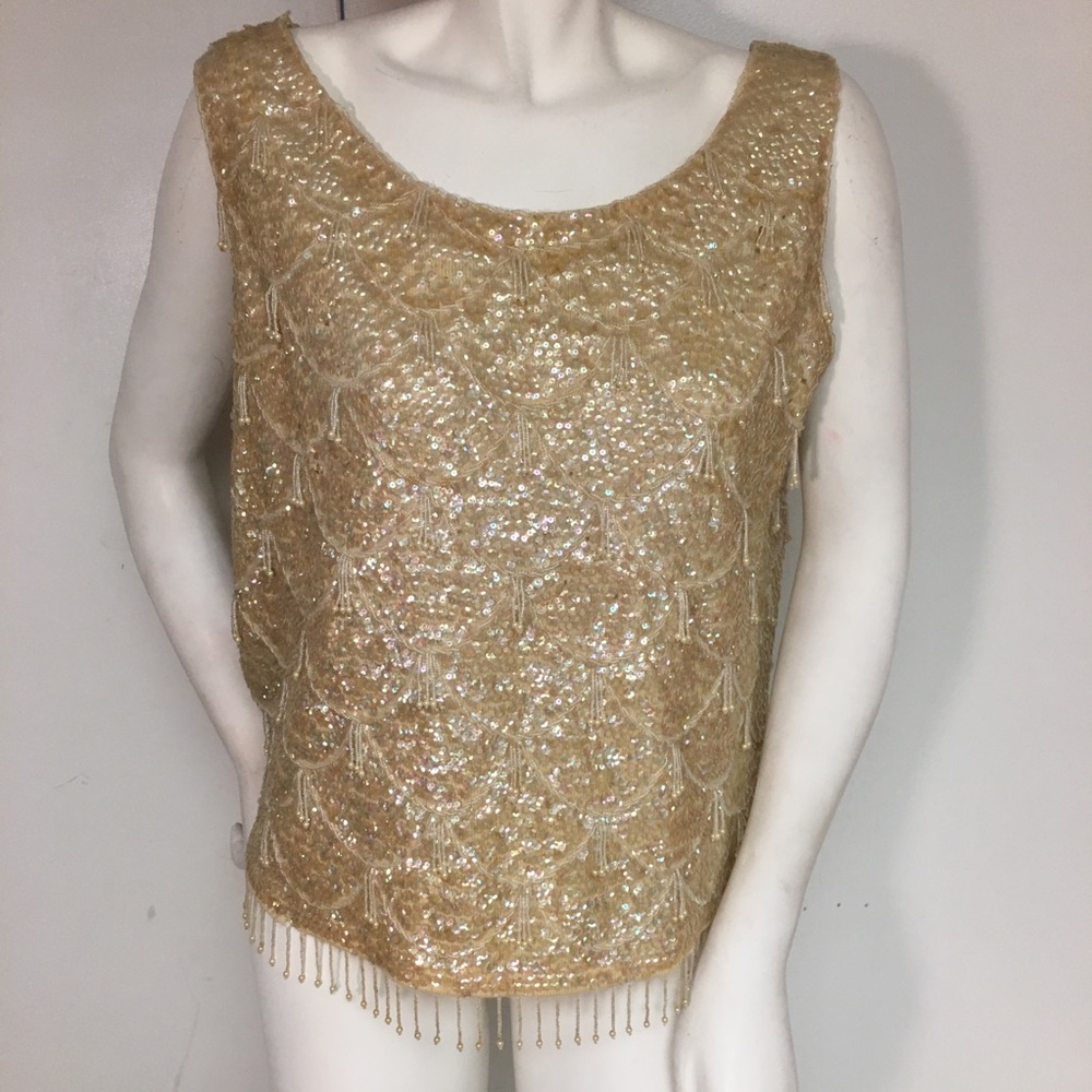 Vintage Beaded and Sequined Gold Top